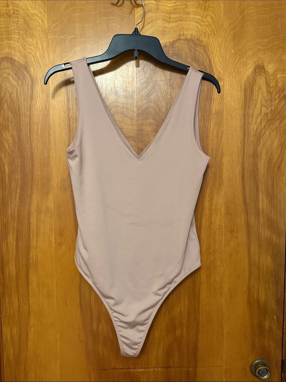 Shinestar Nude/Taupe V-Neck Sleeveless Bodysuit
